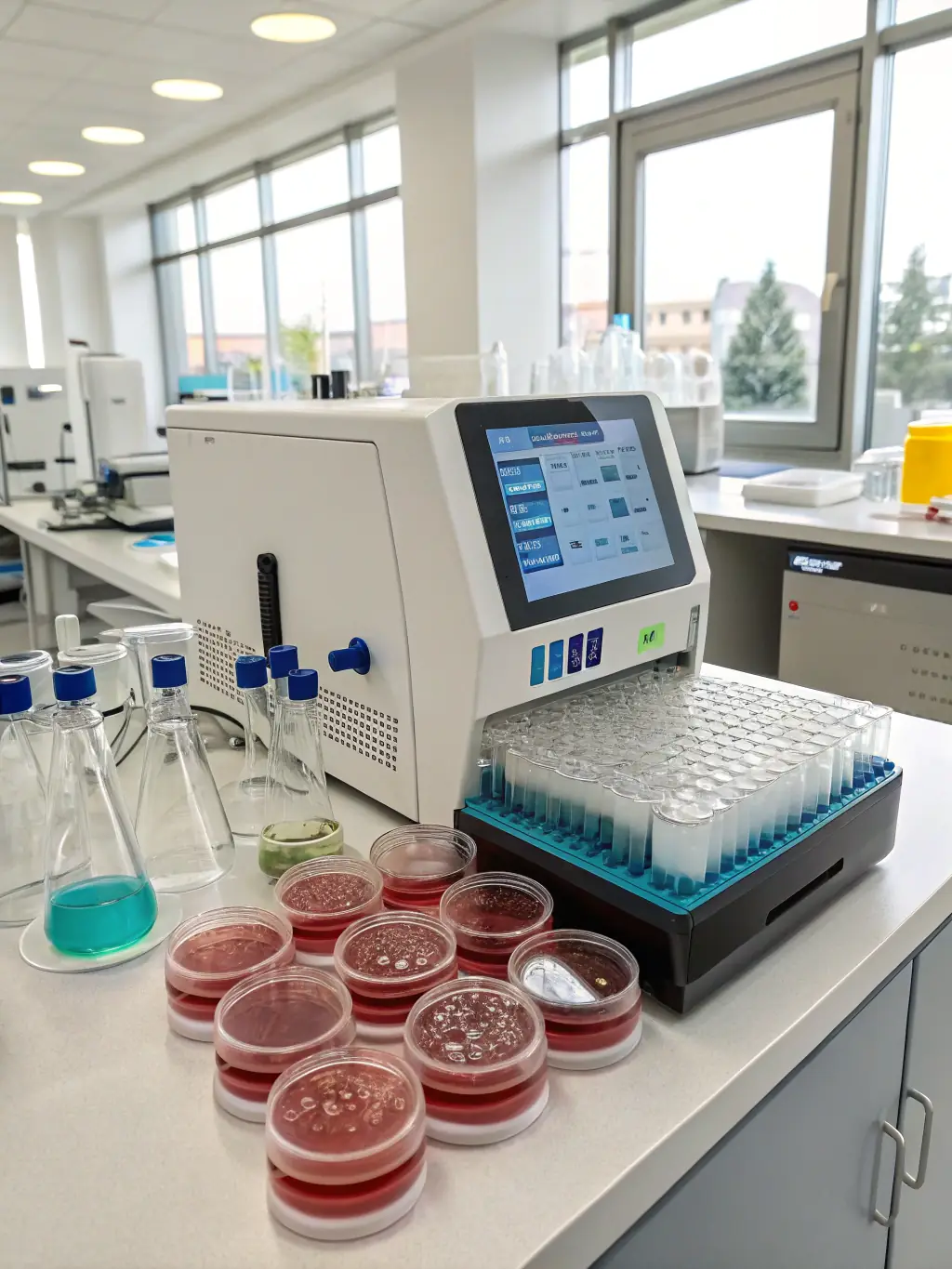 An automated liquid handling system in the Lonestar Med Lab, demonstrating the lab's efficiency and precision in sample processing.