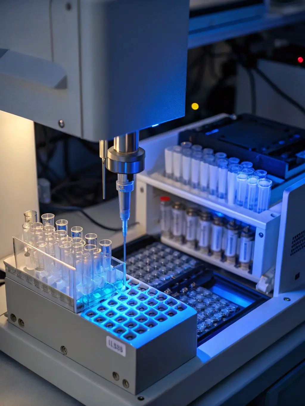 A detailed image of a mass spectrometer in the Lonestar Med Lab, showcasing its role in advanced wound care diagnostics.
